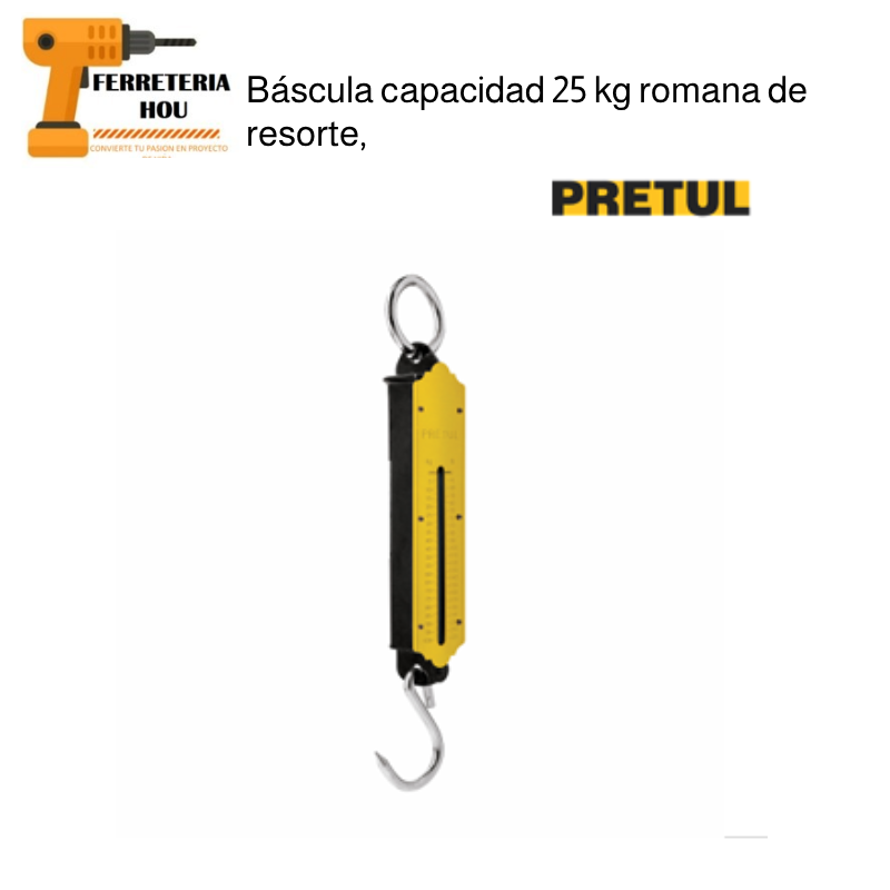 Báscula capacidad 25 kg romana de resorte, PRETUL